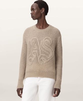 AllSaints Polyamide/Mohair Chain AllSaints Embroidered Jumper, Size: XS