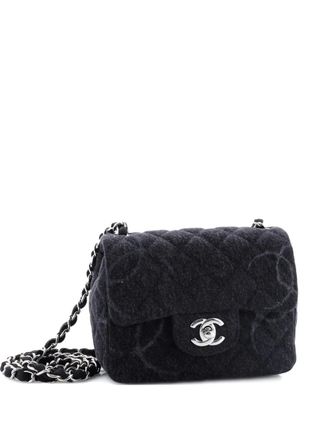 Chanel Square Classic Single Flap Bag Quilted CC Printed Denim Mini crossbody bag - Zwart