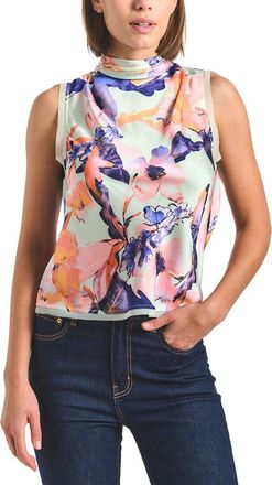 Derek Lam Lina Floral Print Satin Mock Neck Top