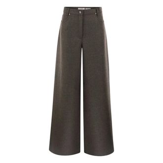 Max Mara Gennaio Wide Broeken - Dames - Broeken - Bruin - Maat: S Wol