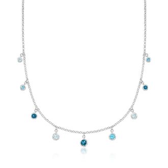 Ross-Simons Bezel-Set Tonal Blue Topaz Station Necklace in Sterling Silver