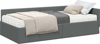 vidaXL Estructura De Cama Esquina Con Colch&oacute;n 2 Uds. Gris Oscuro Vidaxl
