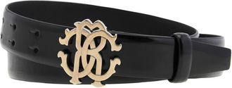 Roberto Cavalli Black Leather Belt, Size 50
