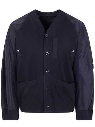 sacai Nylon Twill X Knit Cardigan
