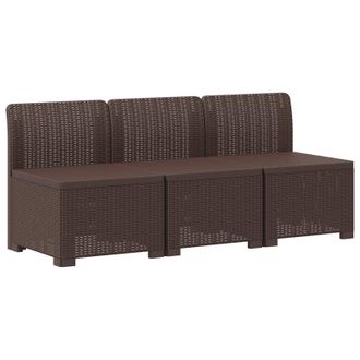 vidaXL Divano Da Giardino A 3 Posti In Aspetto Rattan Pp Marrone Vidaxl