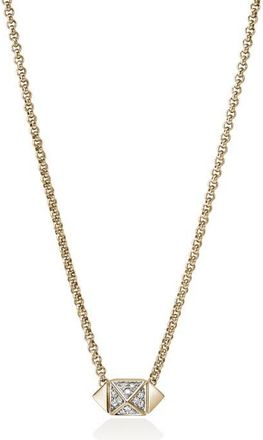 John Hardy Icon Stud Pav&eacute; Diamond Pendant Necklace in Gold at Nordstrom, Size 18