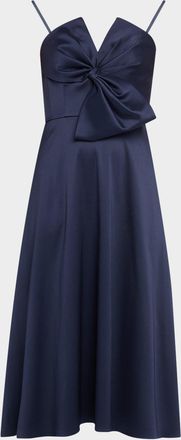 Aidan Mattox Strapless Bow-Front Stretch Mikado Midi Dress