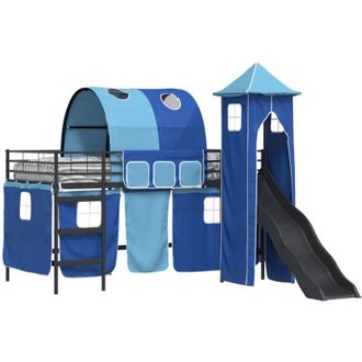 vidaXL Estructura De Litera Para Ni&ntilde;os Negro Y Azul 90 X 200 Cm Metal Vidaxl