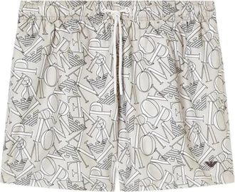 Emporio Armani Zwemshort met trekkoord - Heren - Strandmode - Beige - 2XL - Polyester - Badmode