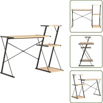 vidaXL The Living Store Scrivania con Ripiano Nera e Rovere 116x50x93 cm - Scrivania moderna