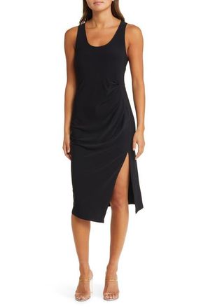 Open Edit Side Ruched Jersey Tank Dress in Black at Nordstrom, Size Medium