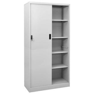 Berkfield Home Office Cabinet with Sliding Door Light Grey 90x40x180 cm Steel | Size: 90 x 40 x 180 cm