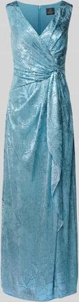 Adrianna Papell Abendkleid mit Knoten-Detail und V-Ausschnitt in Bleu, Gr&ouml;&szlig;e 34