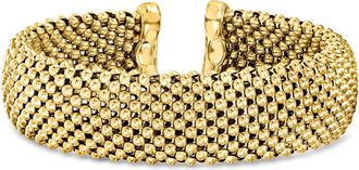 Ross-Simons Italian 18kt Gold Over Sterling Popcorn-Chain Mesh Cuff Bracelet