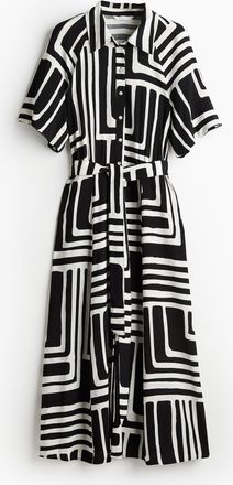 H&M Blusenkleid mit Bindegürtel - Schwarz