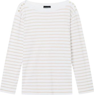 Emporio Armani Gestreept Modal Jersey Trui - Dames - Longsleeves - Veelkleurig - M - Katoen - Tops