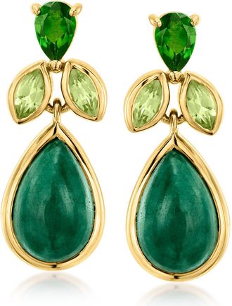 Ross-Simons Emerald,. Chrome Diopside and. Peridot Drop Earrings in 18kt Gold Over Sterling