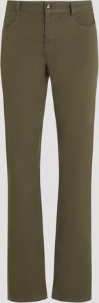 Saint Laurent Mens Slim Fit Pants - Dark Green Cotton - Size 32 (Waist)