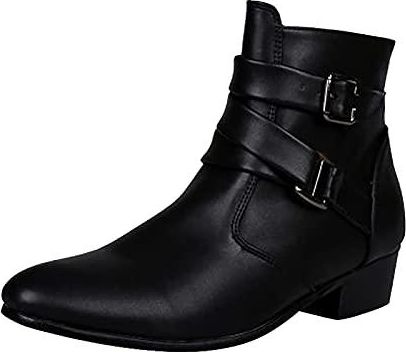 Chaussure Homme Cuir Vintage Zipper Bottines Moto Plats Slip On Bottes d'équitation Chaussures Basses Grande Taille Tendance Soldes