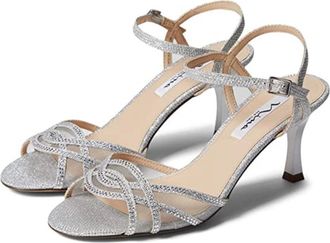 Nina Lori Dress Sandals Silver Ankle Strap Stiletto Heel ZAP770