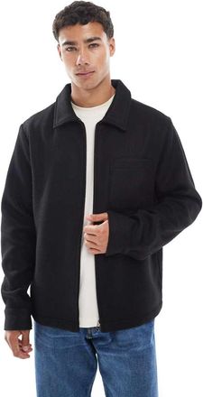 Jack & Jones Camicia giacca nera in lana sintetica-Nero