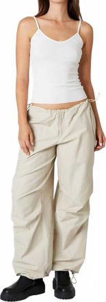 Cotton Candy Drawstring Detail Parachute Pant In Stone