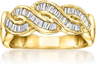 Ross-Simons Baguette Diamond Twisted Ring in 18kt Gold Over Sterling