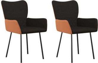 vidaXL Sillas De Comedor 2 Unidades Cuero Sint&eacute;tico Y Tela Negro Vidaxl