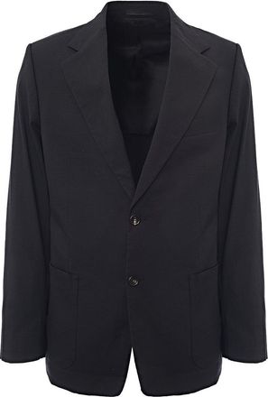Lanvin Mens Cotton Slim Fit Notch Lapel Patch Pocket 2 Button Suit Jacket in Black - Size 42 inch
