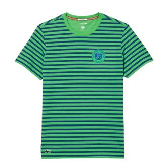 Lacoste Unisex volwassen Roland Garros Editie Gestreept T-Shirt (Blauw)