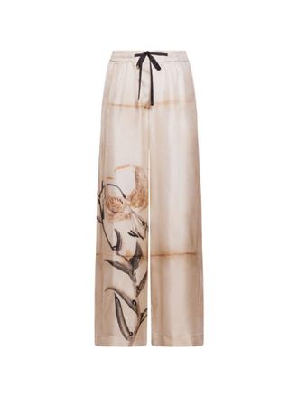 Pierre-Louis Mascia Beige Printed Silk Trousers