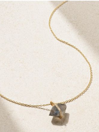 Melissa Joy Manning Collana In Oro Riciclato 14 Carati Con Labradorite E Diamanti Di Herkimer - Viola