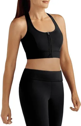 Amoena Front Zip Sports Bra in Black at Nordstrom, Size X-Large