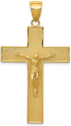 Diamond2Deal 10k Yellow Gold Textured Crucifix Latin Cross Pendant