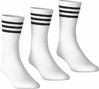 adidas Womens Adidas Unisex Adult Crew Socks (Pack of 3) - Multi/White - Size: 12 uk-14.5 uk