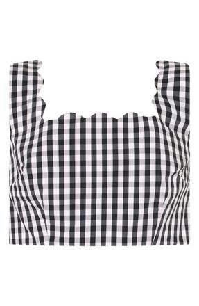 Milly Mia Gingham Crop Top in Black/White at Nordstrom, Size X-Small
