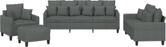 vidaXL Vidaxl - Juego De Sof&aacute;s Con Cojines 4 Piezas Tela Gris Oscuro