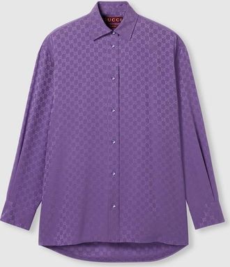 Gucci GG Silk Jacquard Oversize Shirt, Purple, Ready-to-wear