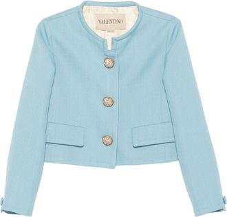 Valentino Garavani Blue Embellished Button Jacket