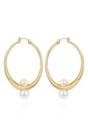 Vince Camuto Faux Pearl Hoop Earrings in Gold at Nordstrom Rack
