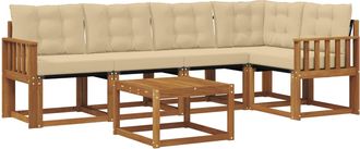 vidaXL Conjunto De Sof&aacute;s De Exterior 6 Uds. Natural Y Beige Vidaxl