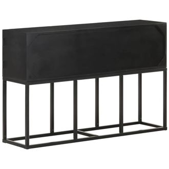 Berkfield Home Sideboard 115x30x76 cm Solid Mango Wood in Black | Size: 115 x 30 x 76 cm