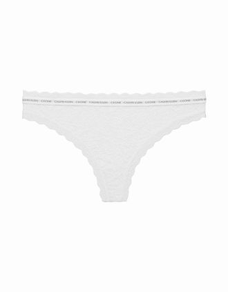 Calvin Klein Womens CK One Lace Thong, White - Size: 12