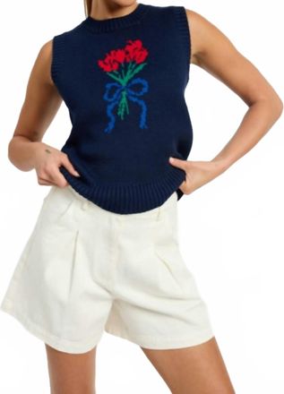 En Saison Juniper Knit Top In Navy
