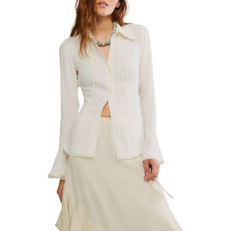 Free People Melrose Bell Sleeve Button-Up Shirt in Whisper White at Nordstrom Rack, Size X-Large