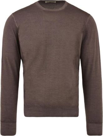 FILIPPO DE LAURENTIIS Trui met ronde hals - Heren - Ronde hals truien - Bruin - 3XL - Wol - Truien & Vesten