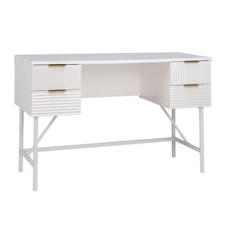 Costway Costway Home Office Desk Computer Desk Study Writing Table PC Workstation W/ 4 Drawers in White