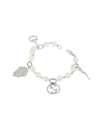 Gucci 18K 0.80 ct. tw. Diamond Pearl GG Charm Bracelet (Authentic Pre-Loved)