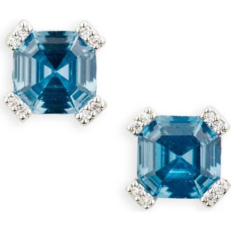 Kate Spade New York asscher cut crystal stud earrings in Light Sapphire at Nordstrom Rack