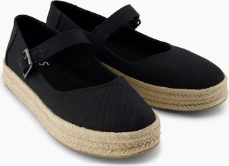 Toms Womens TOMS Carolina Mary Jane Textile Womens Black Espadrilles - Size: 6